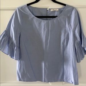 Madewell Light Blue Ruffle Sleeve Blouse